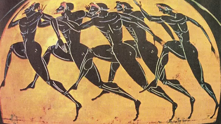 Which Olympic Games first saw "naked" athletes?