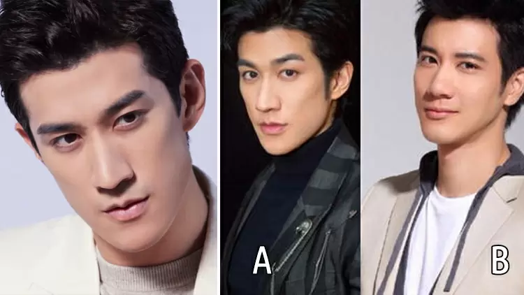 Who do you think looks more like the person in the photo on the left in this group photo on the right?