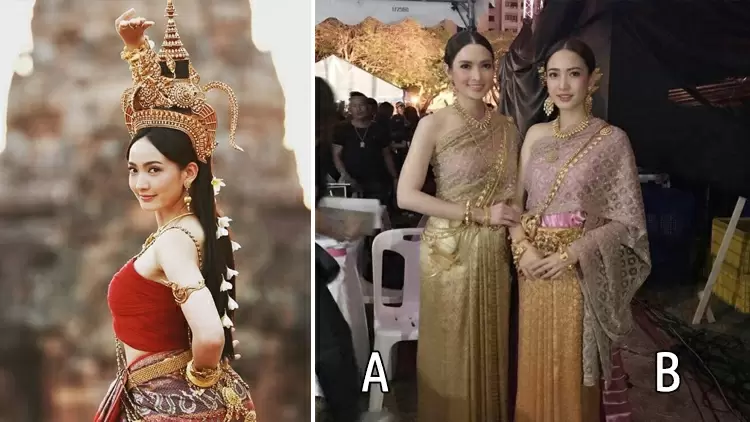 Who do you think looks more like the person in the photo on the left in this group photo on the right?